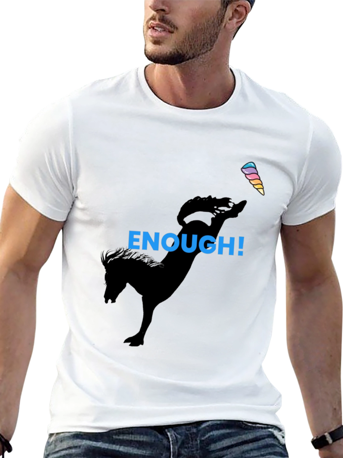 Camiseta Negra con Diseño de Caballo y Cono de Helado