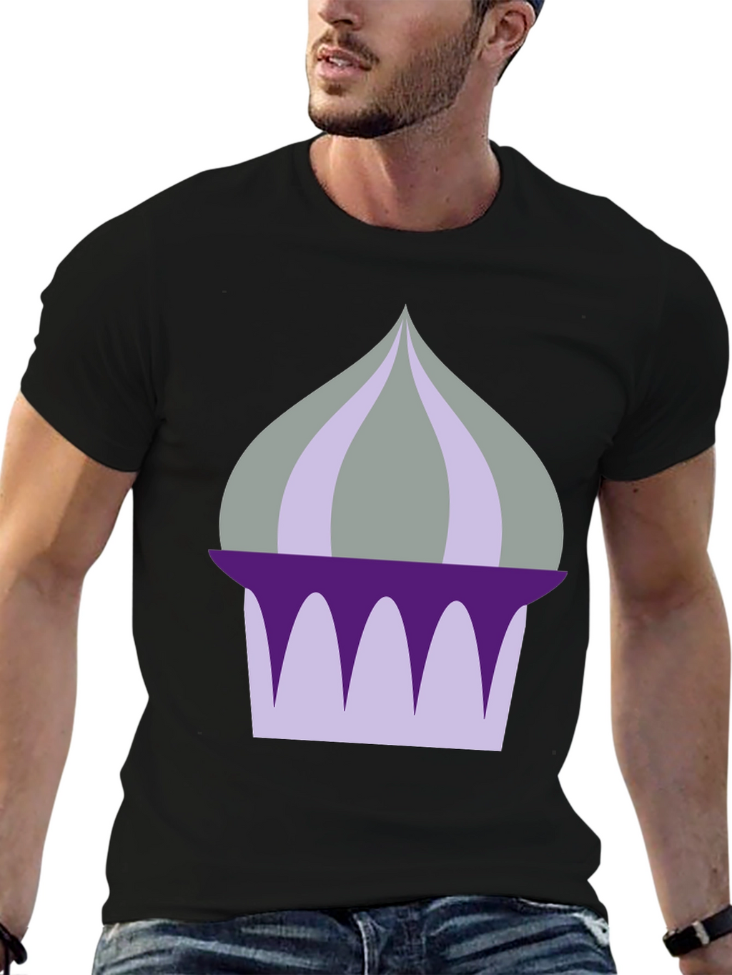 Camiseta Negra con Diseño de Cúpula Abstracta