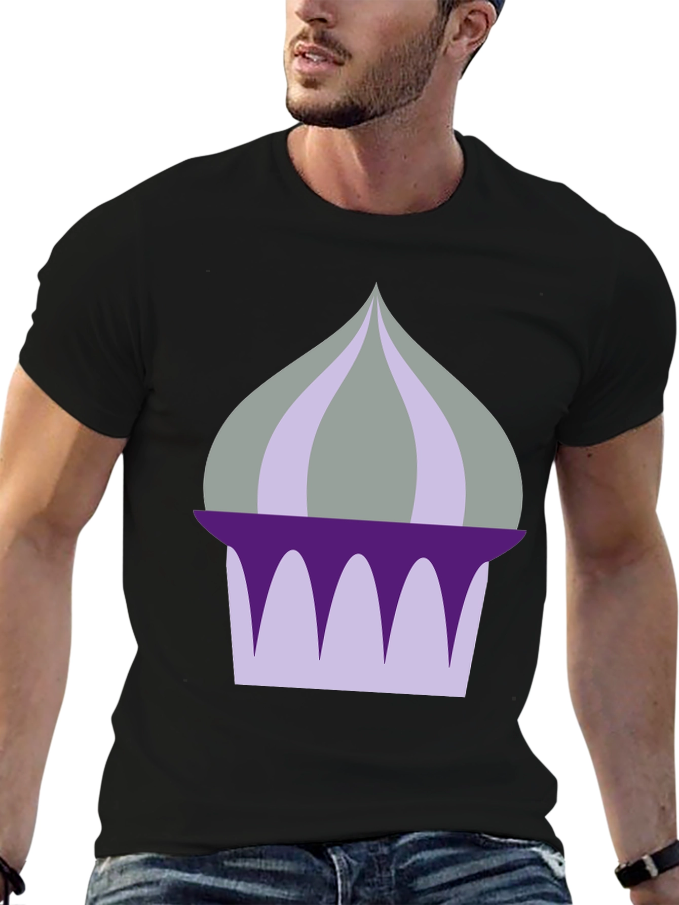 Camiseta Negra con Diseño de Cúpula Abstracta