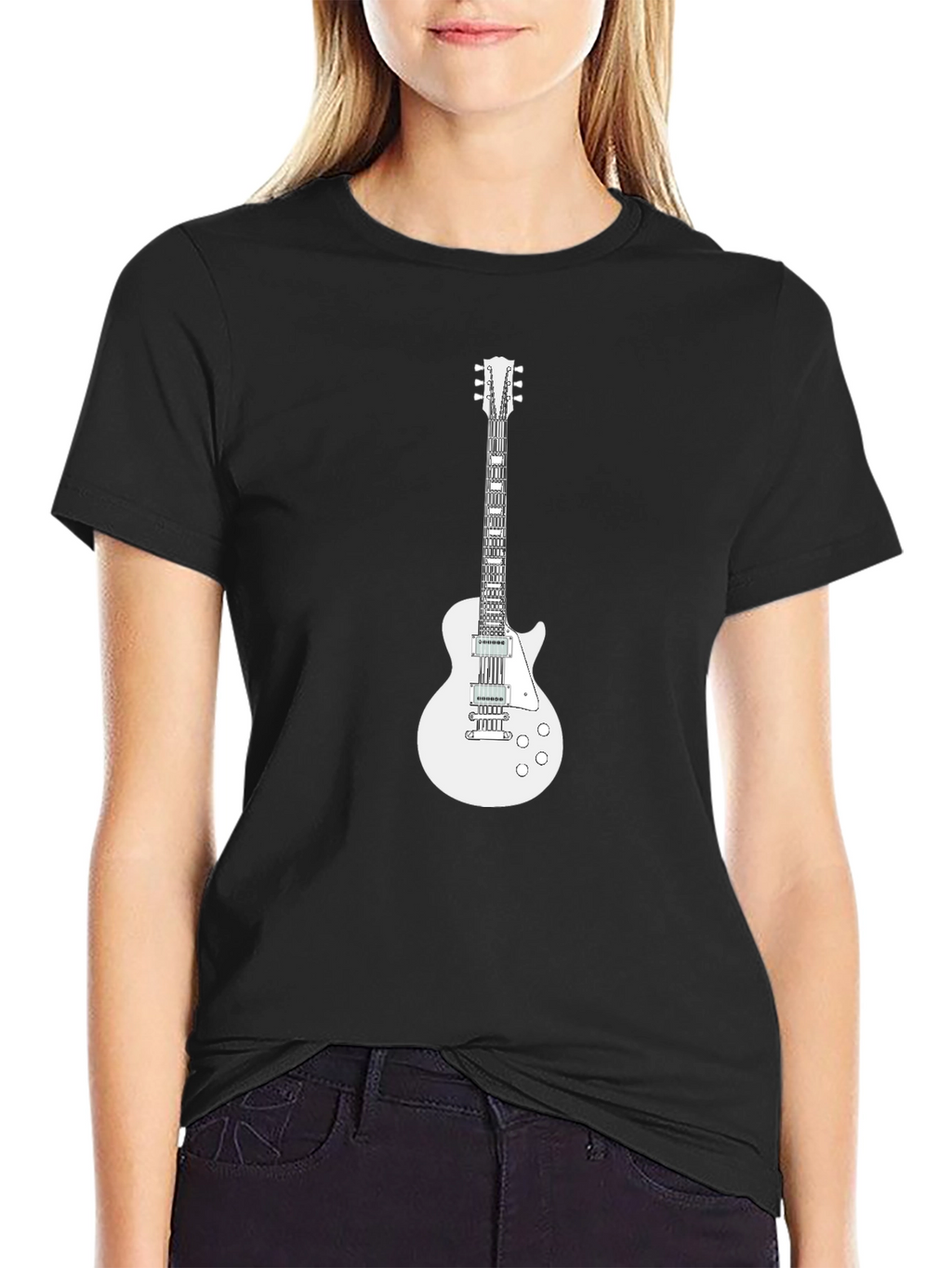 Camiseta Negra con Diseño de Guitarra Eléctrica