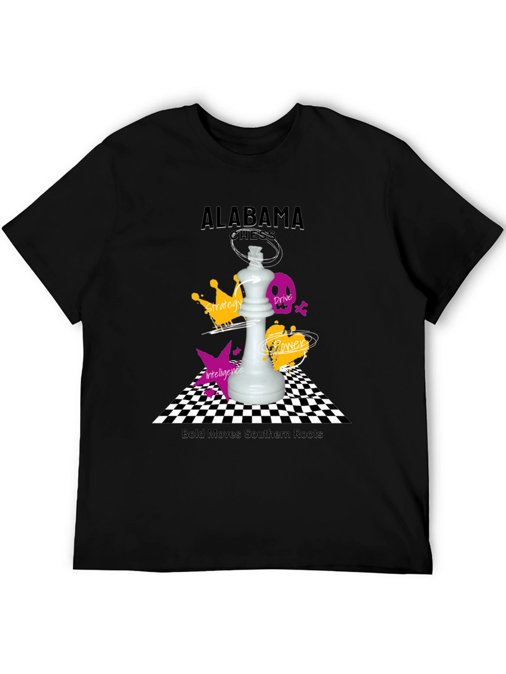 Camiseta Negra Ajedrez Alabama - Movimientos Audaces