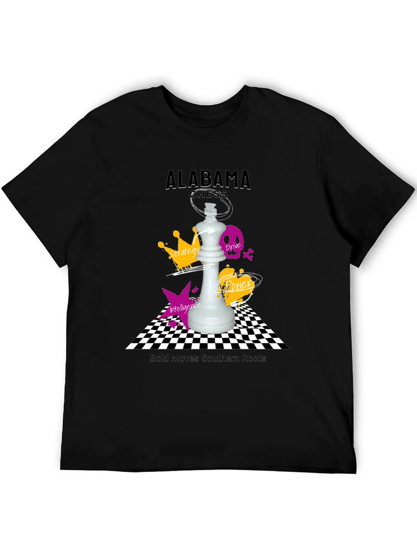Camiseta Negra Ajedrez Alabama - Movimientos Audaces
