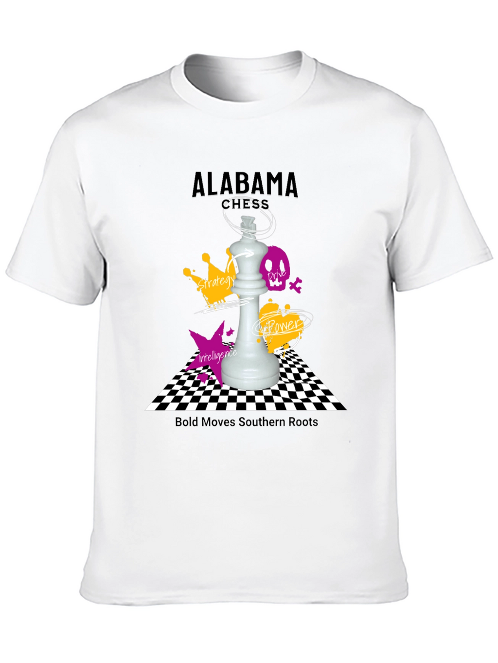 Camiseta Negra Ajedrez Alabama - Movimientos Audaces