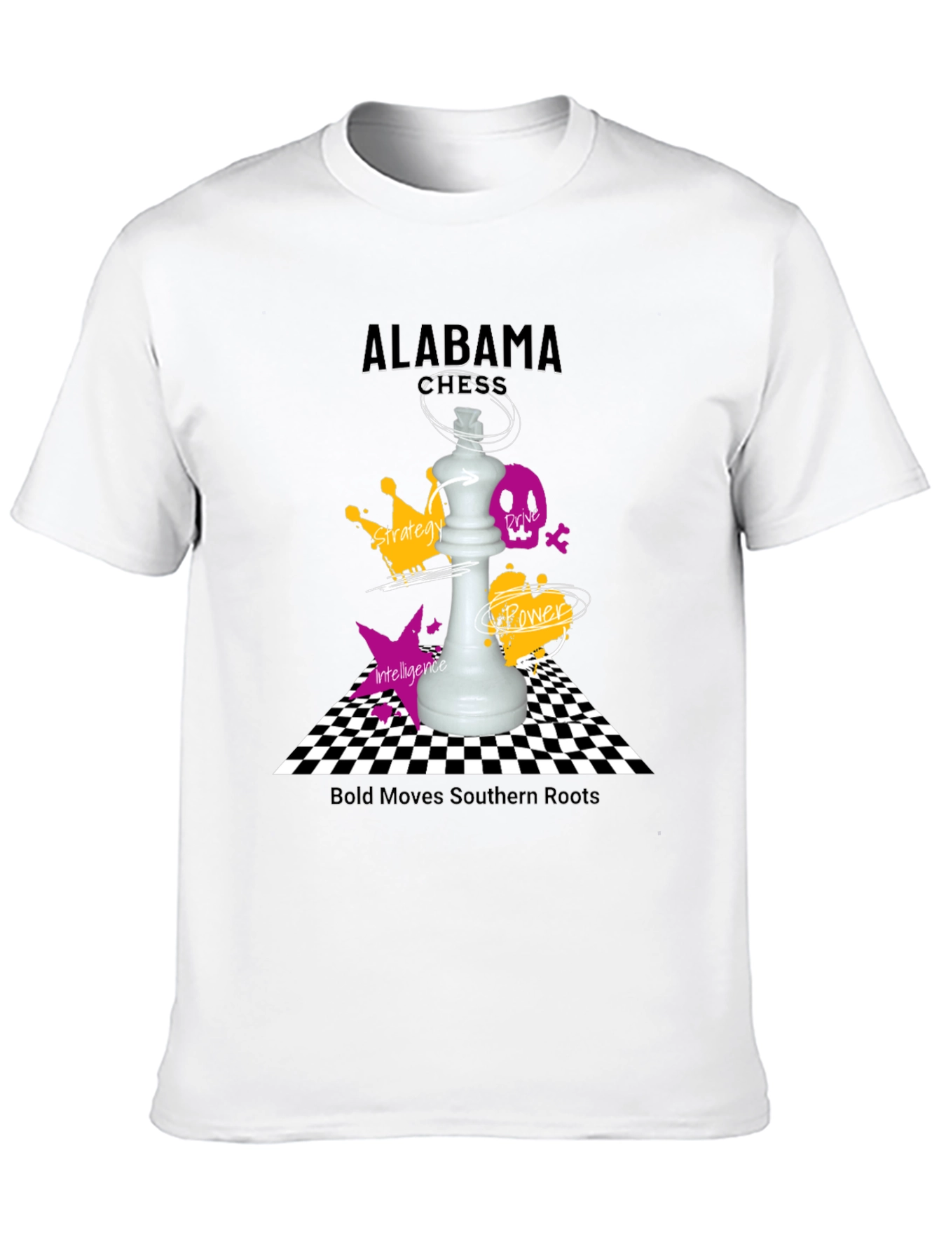 Camiseta Negra Ajedrez Alabama - Movimientos Audaces