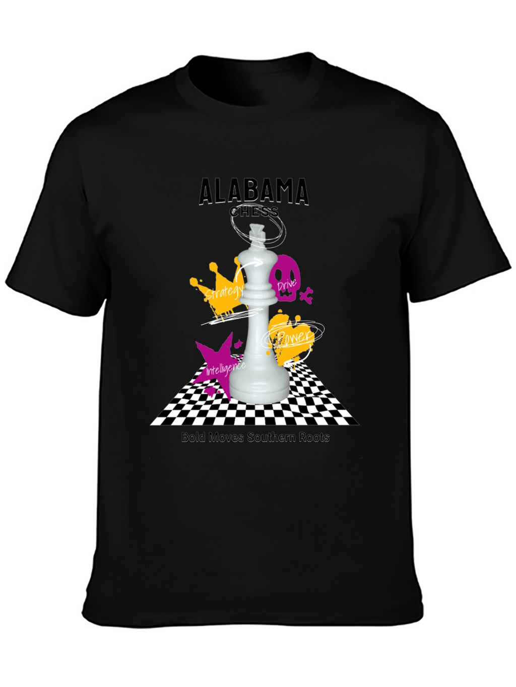 Camiseta Negra Ajedrez Alabama - Movimientos Audaces