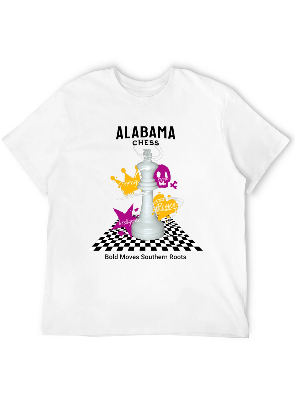 Camiseta Negra Ajedrez Alabama - Movimientos Audaces