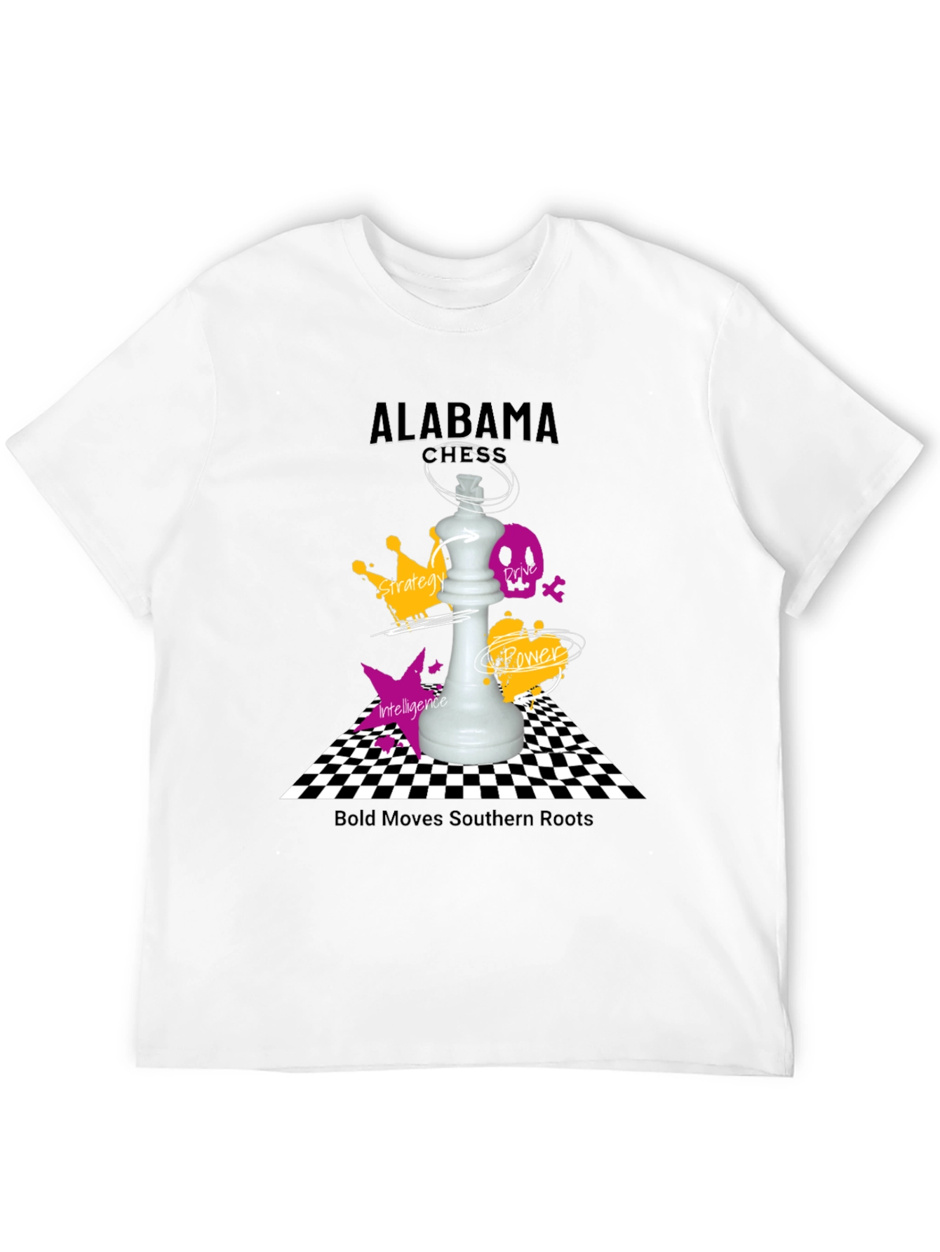 Camiseta Negra Ajedrez Alabama - Movimientos Audaces
