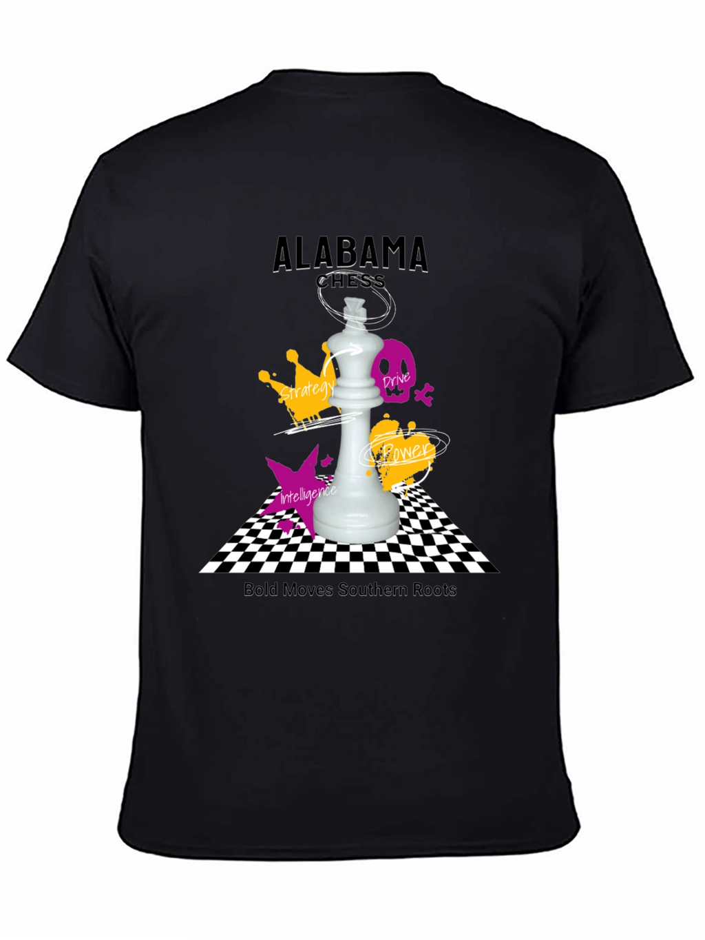 Camiseta Negra Ajedrez Alabama - Movimientos Audaces