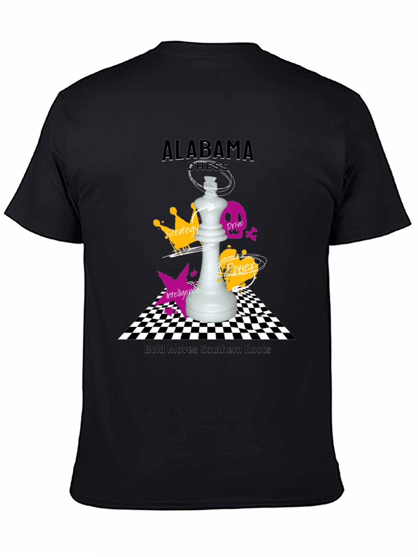 Camiseta Negra Ajedrez Alabama - Movimientos Audaces