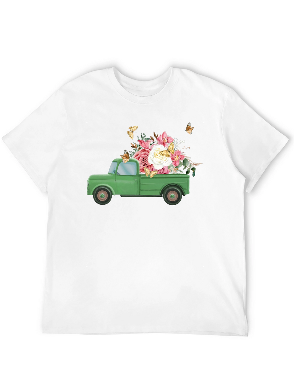 Camiseta Negra con Camioneta y Flores