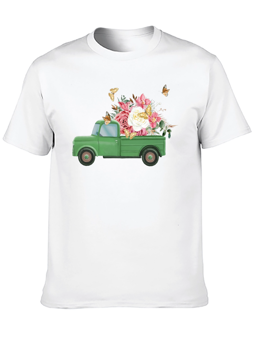 Camiseta Negra con Camioneta y Flores