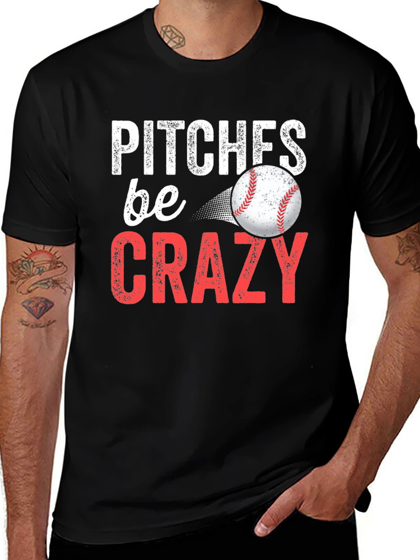 Camiseta Negra - Pitches be Crazy Baseball