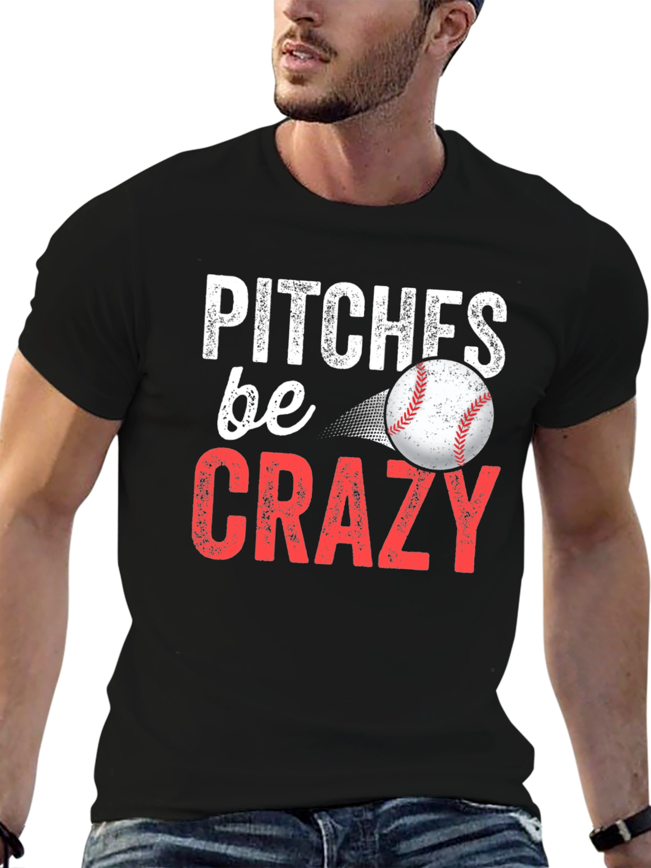Camiseta Negra - Pitches be Crazy Baseball