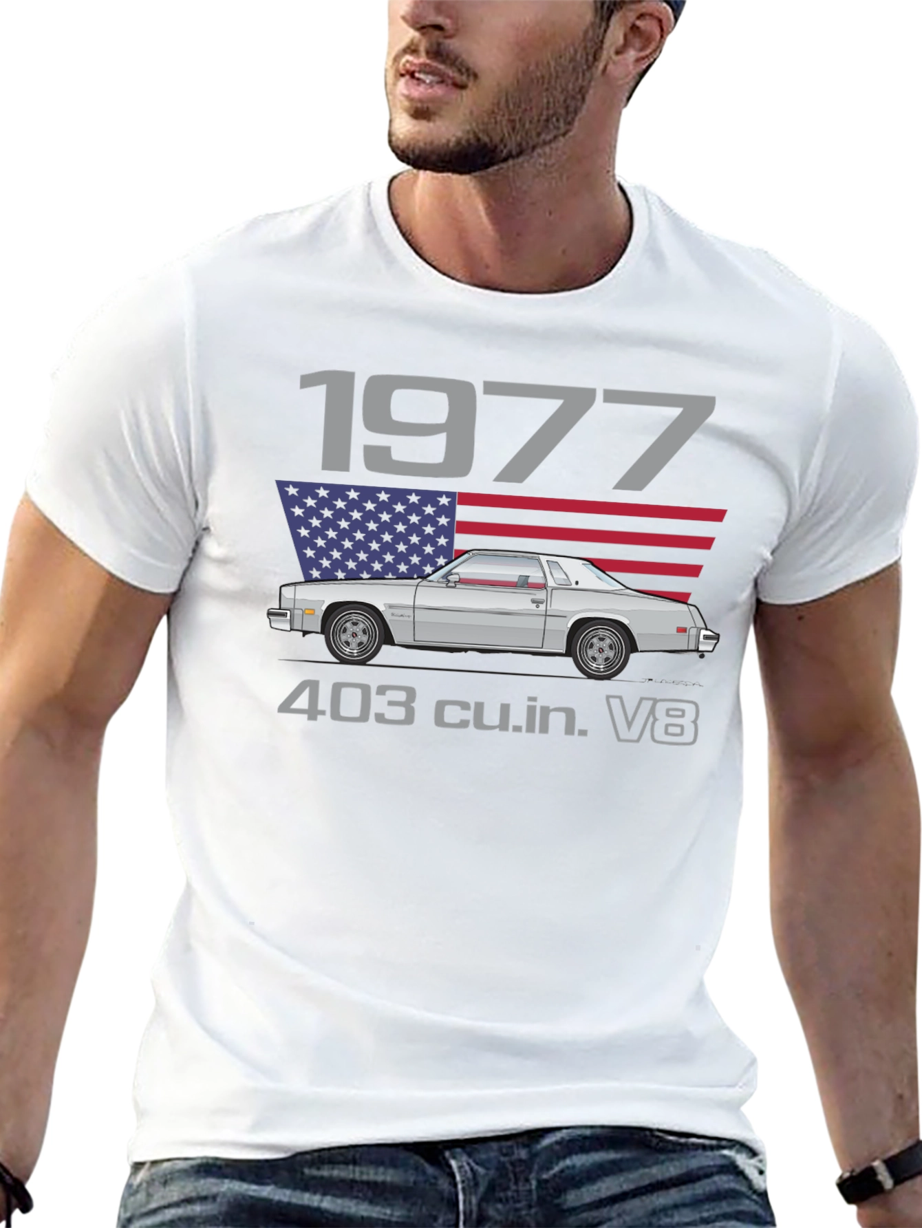 Camiseta Negra Clásica 1977 Automóvil Vintage