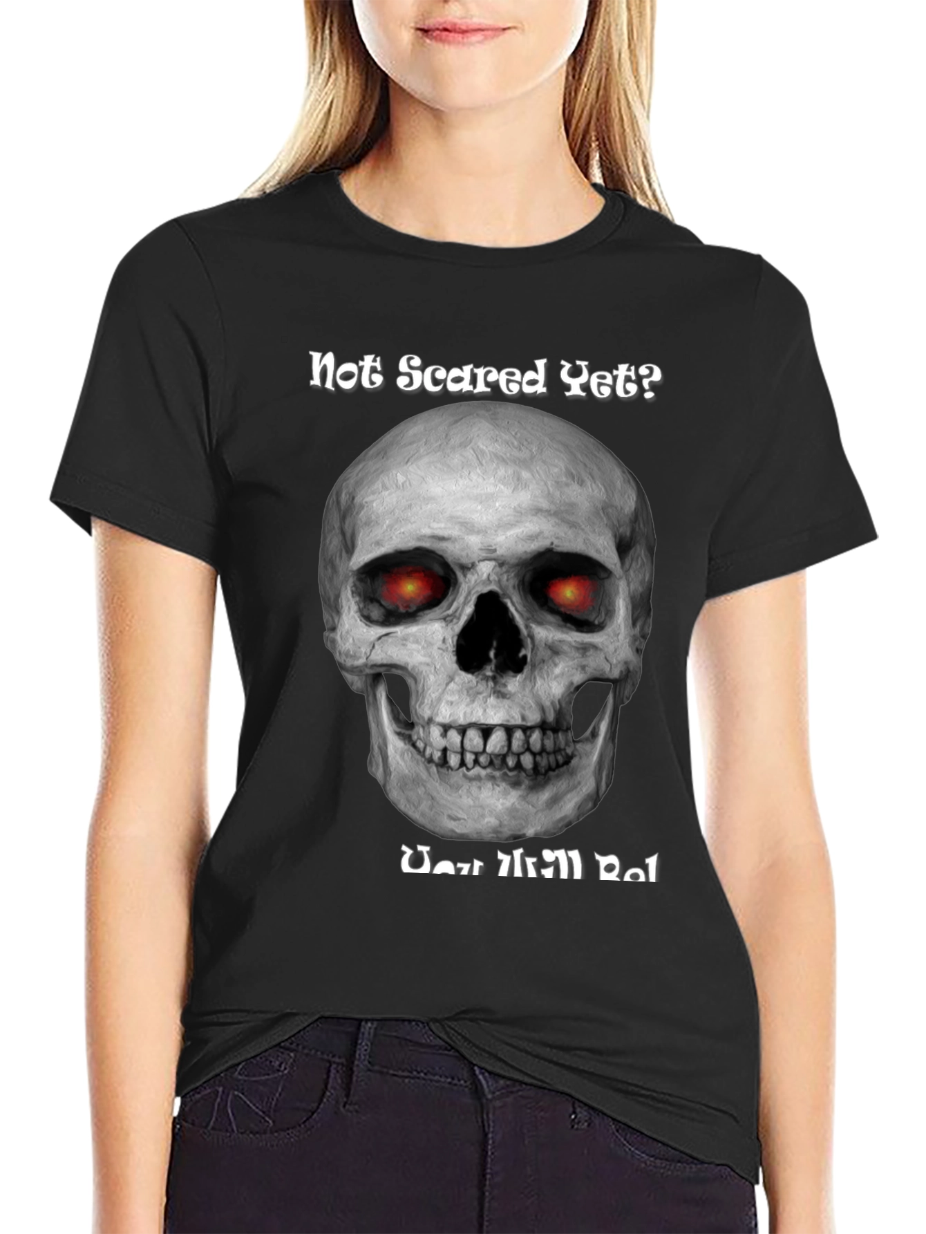 Camiseta Negra Calavera ¿Aún No Asustado?