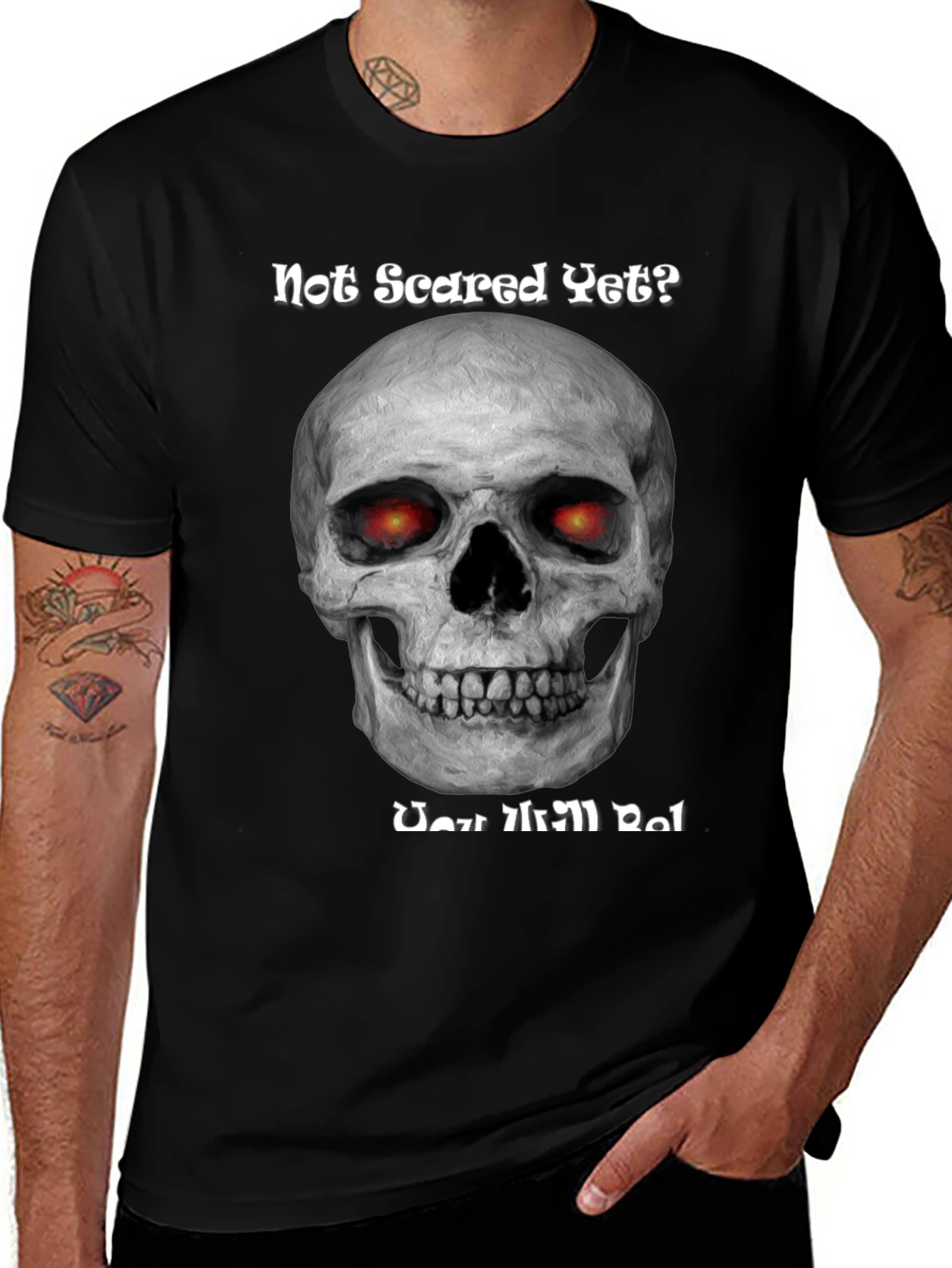 Camiseta Negra Calavera ¿Aún No Asustado?