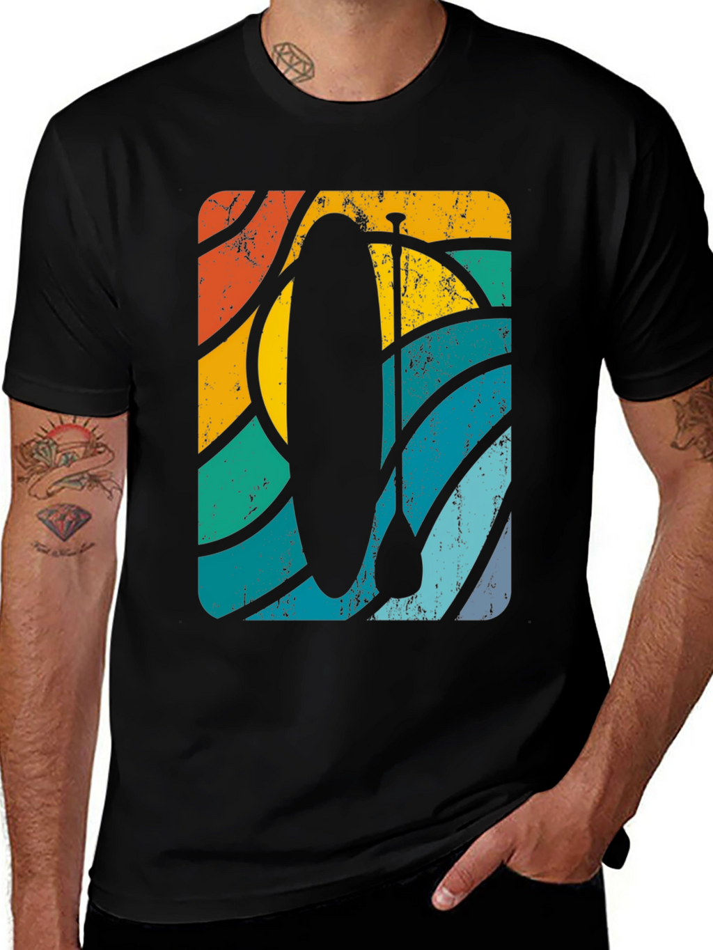 Camiseta Estampada Retro Paddle Surf