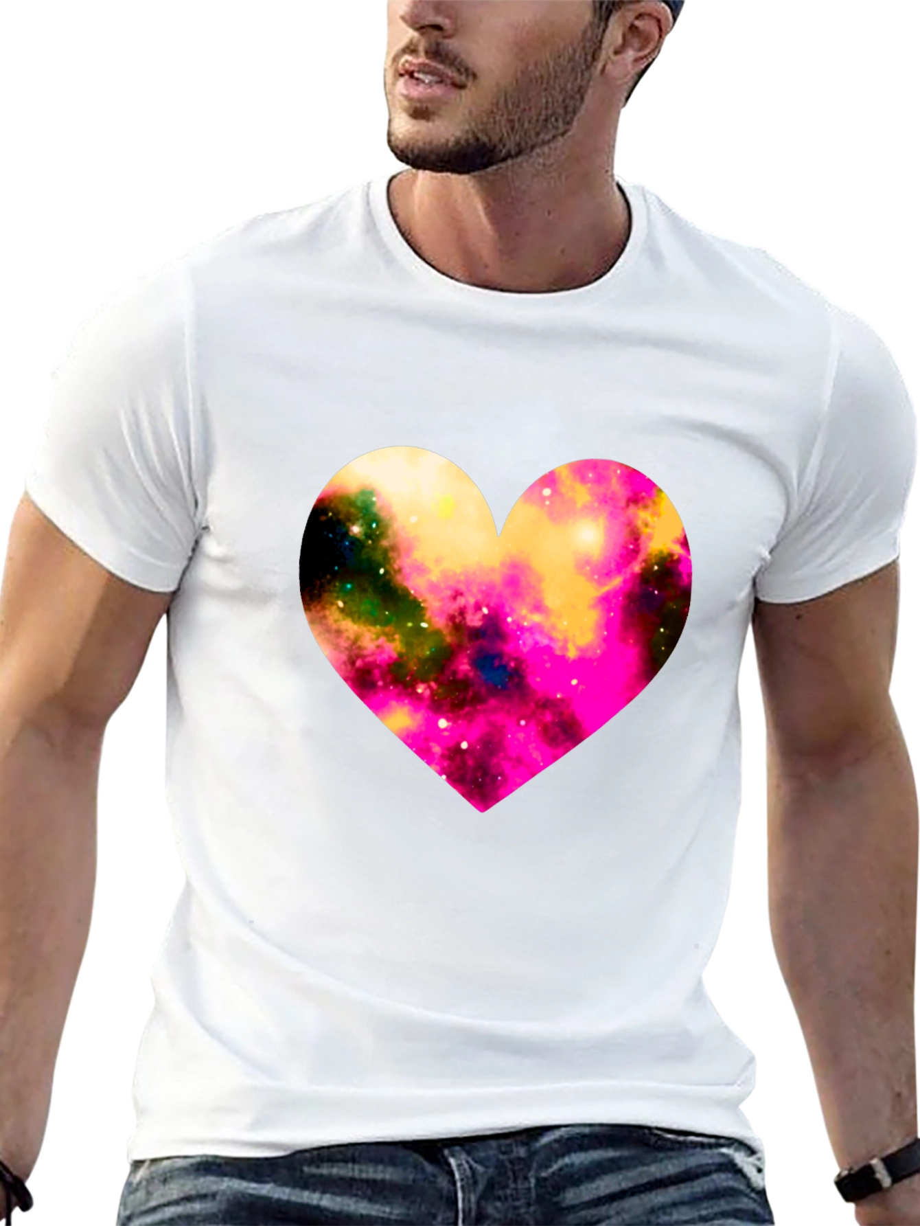 Camiseta Negra con Corazón de Galaxia