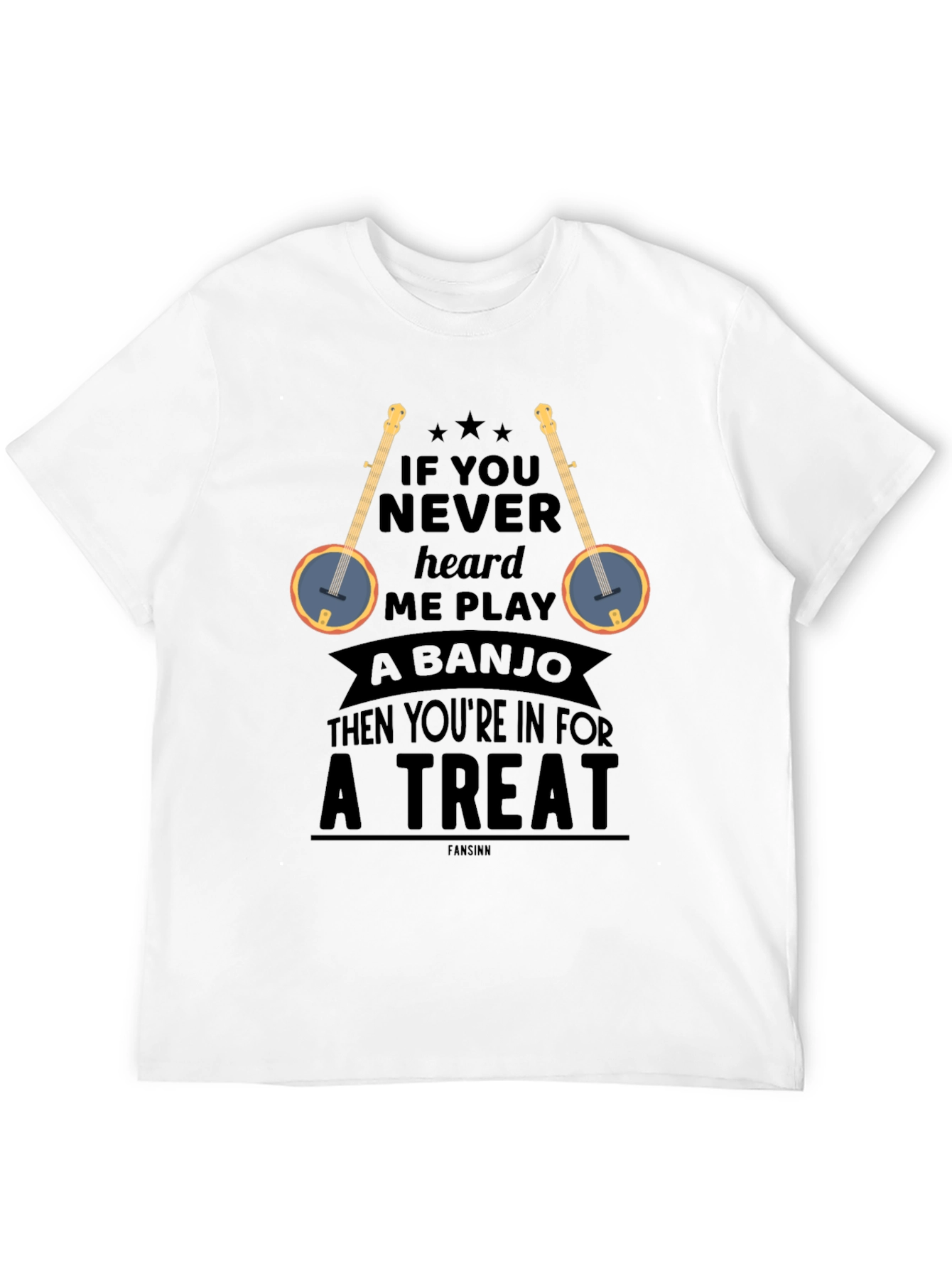 Camiseta Negra con Diseño de Banjo y Frase Divertida