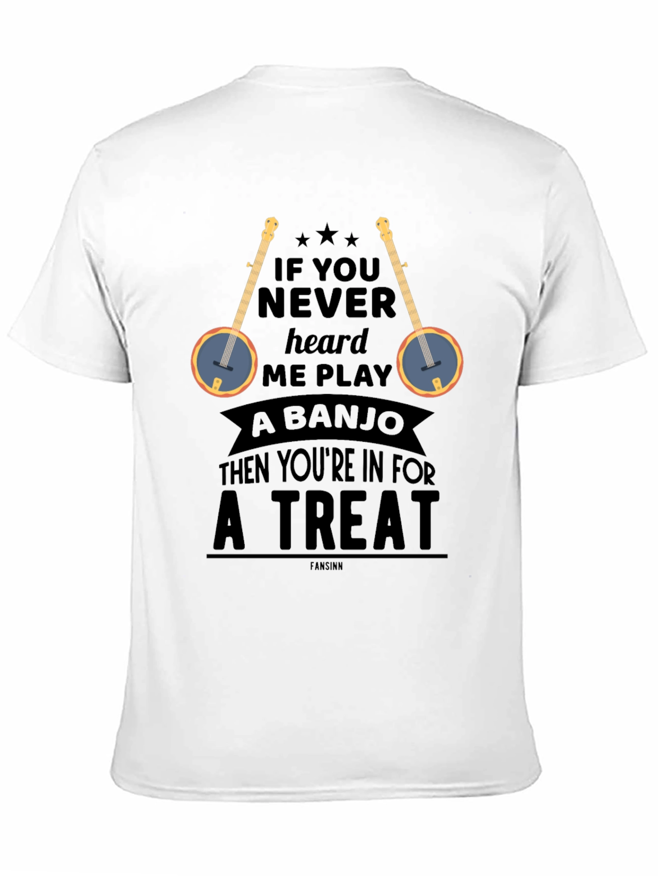 Camiseta Negra con Diseño de Banjo y Frase Divertida
