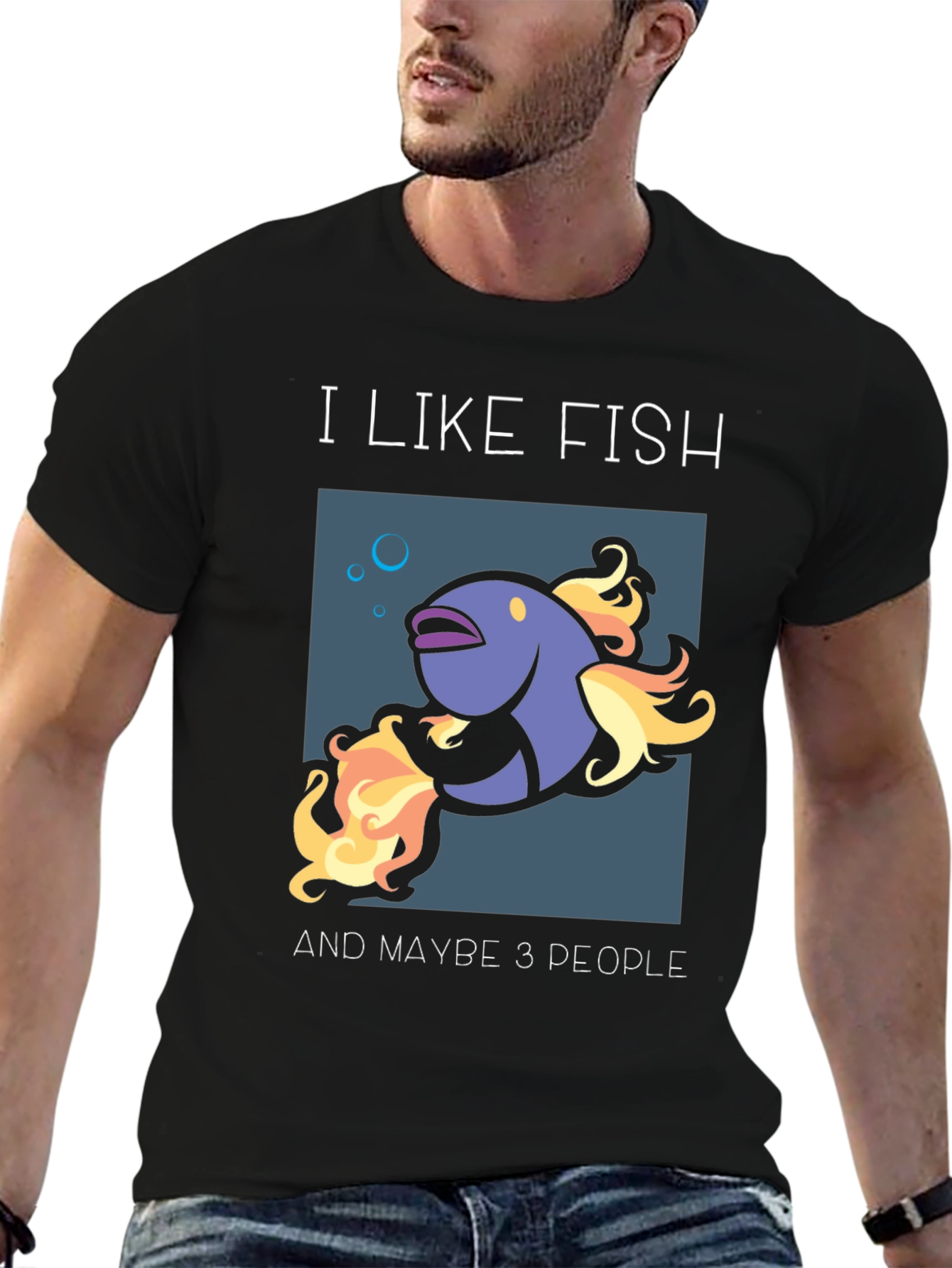 Camiseta Me gustan los peces y quizás 3 personas