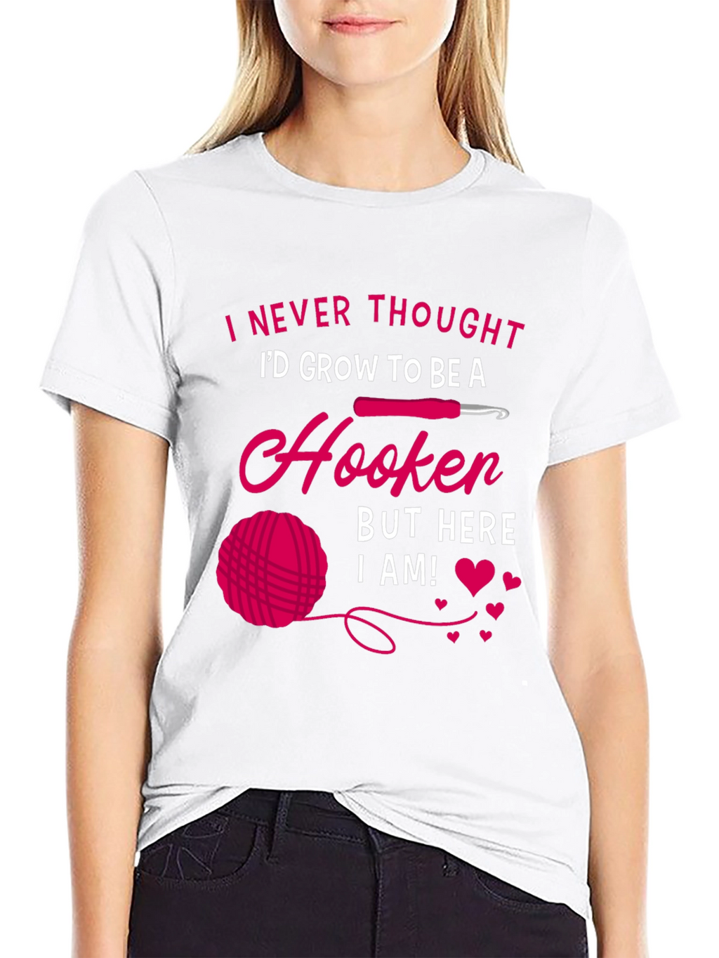 Camiseta Negra con Diseño de Crochet Hooker