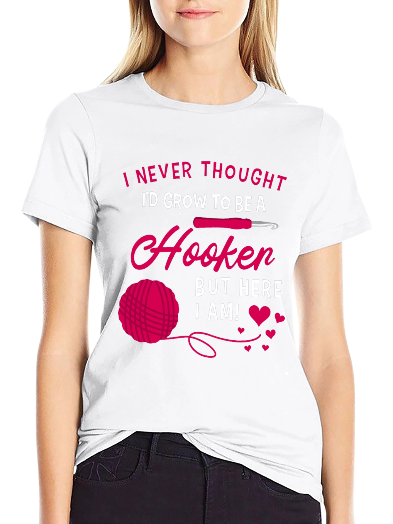 Camiseta Negra con Diseño de Crochet Hooker