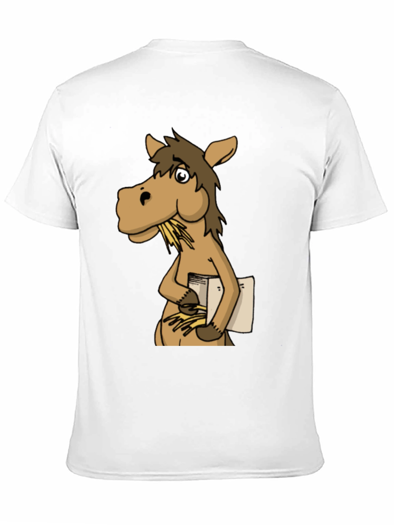 Camiseta Negra con Diseño de Caballo Lector