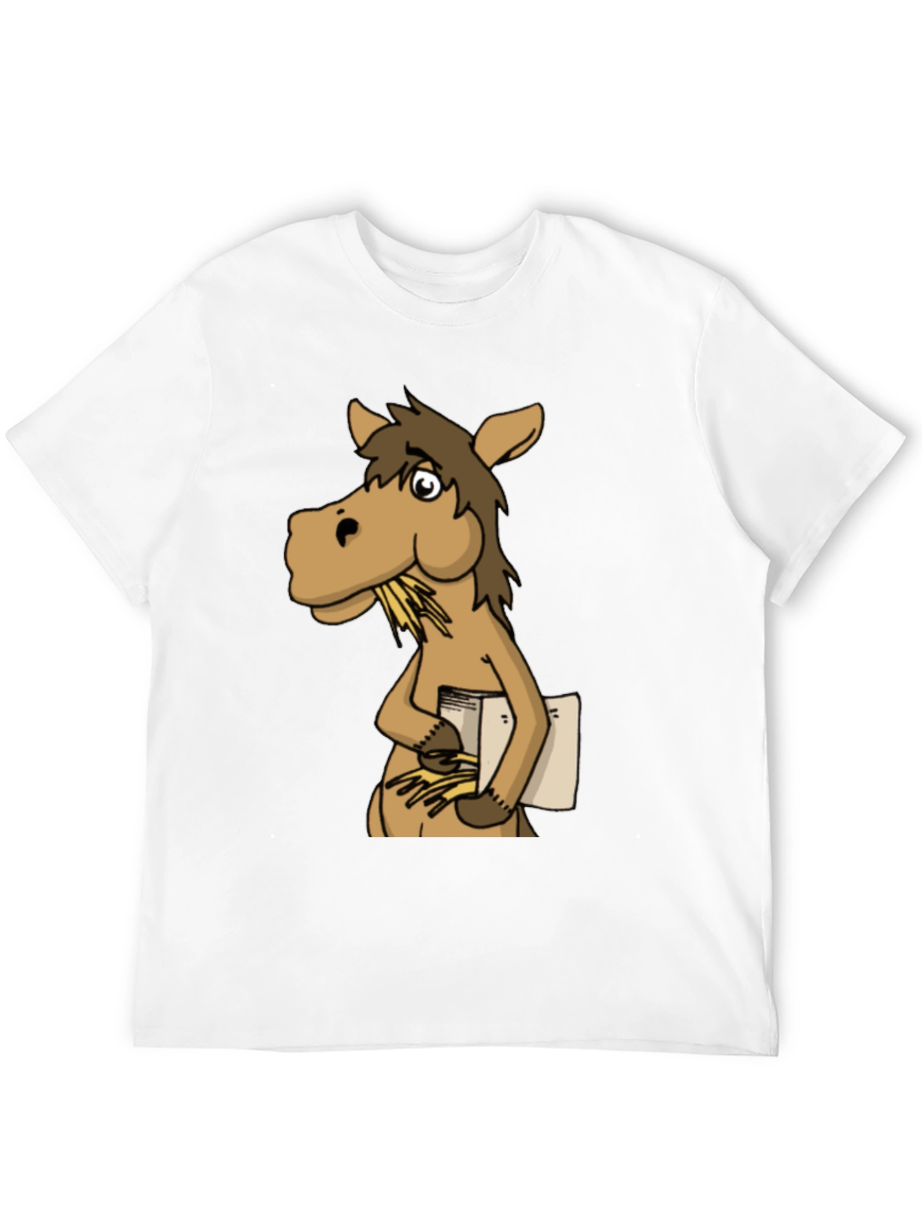 Camiseta Negra con Diseño de Caballo Lector