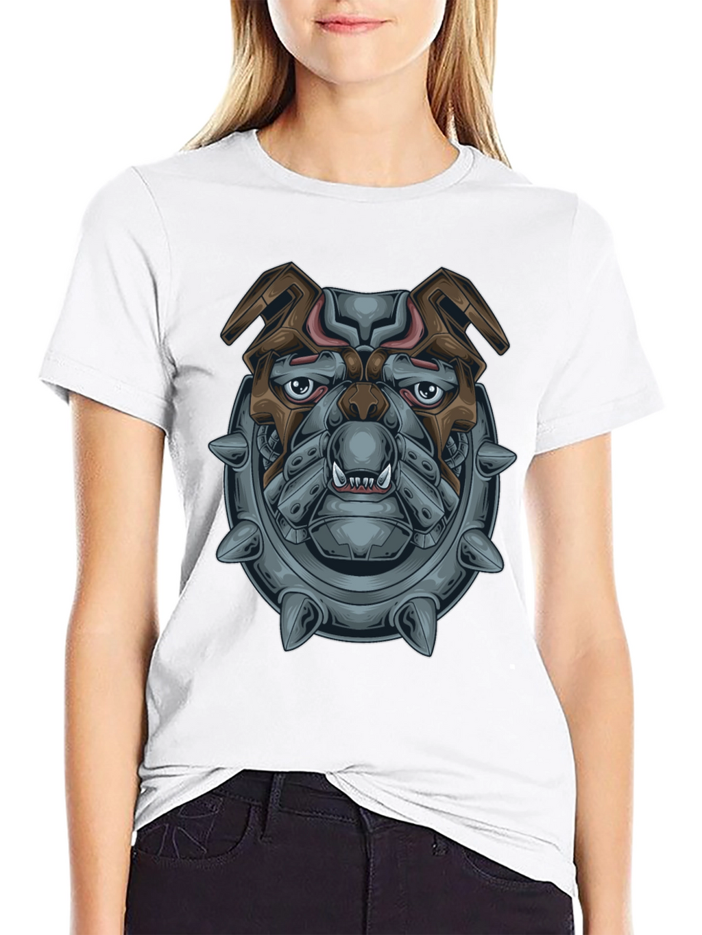 Camiseta Negra con Diseño de Bulldog Mecánico