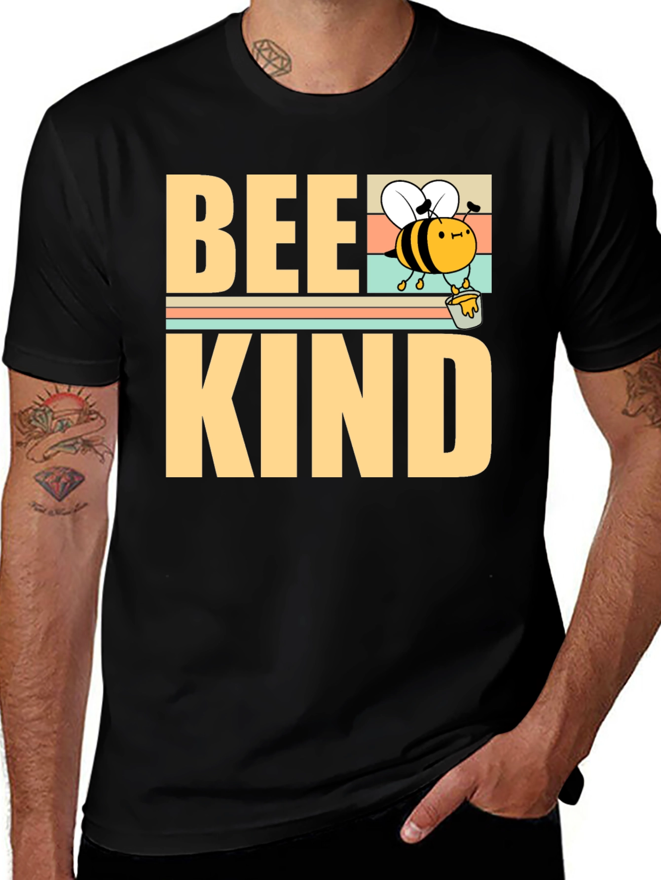 Camiseta Bee Kind Negra para Hombre