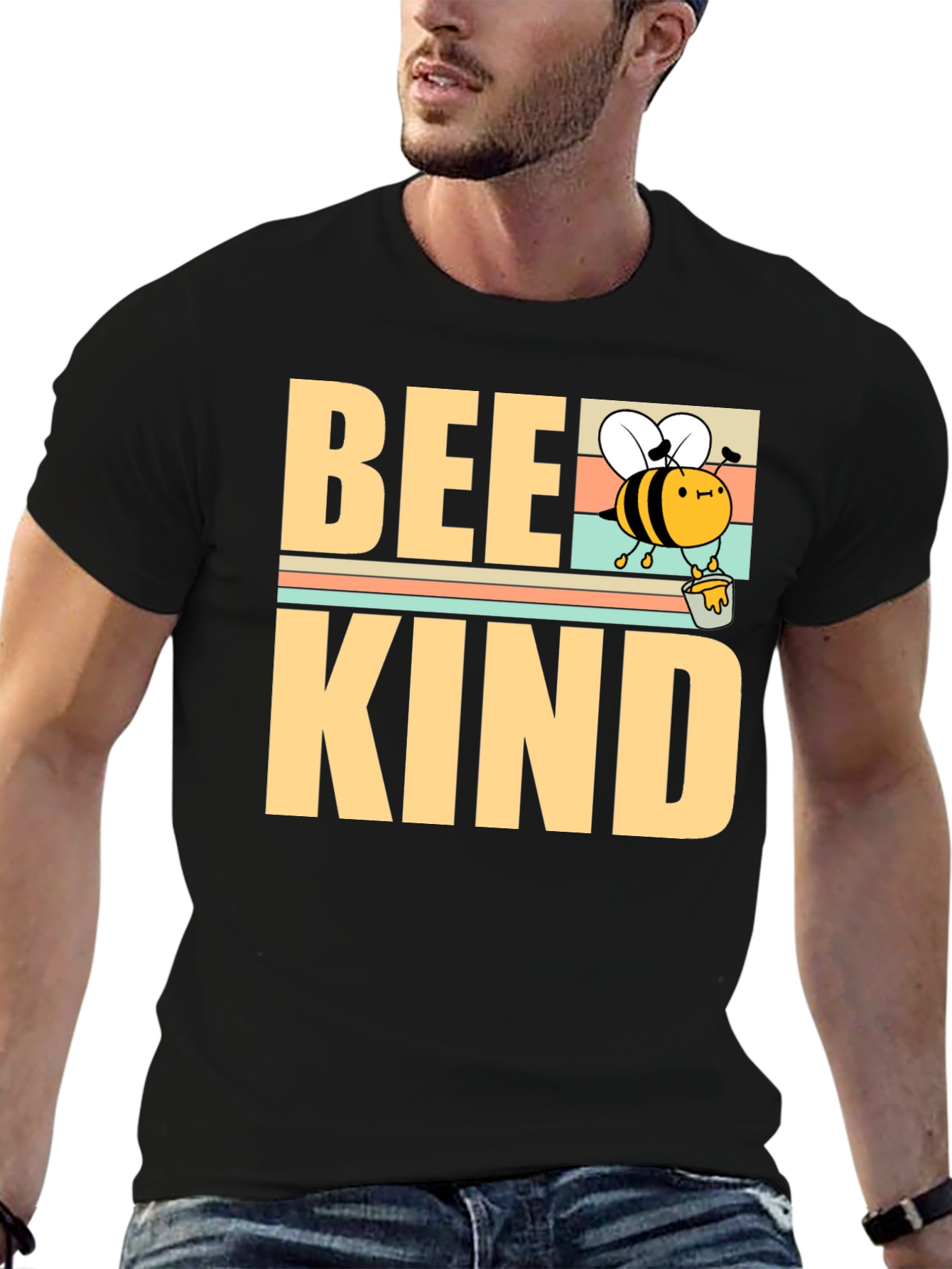 Camiseta Bee Kind Negra para Hombre