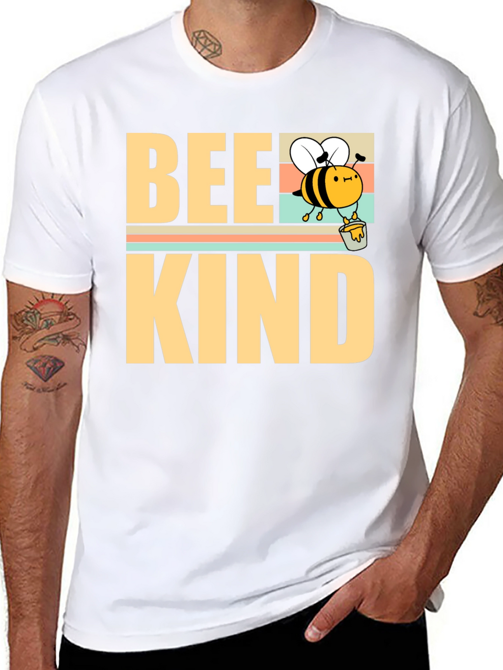Camiseta Bee Kind Negra para Hombre