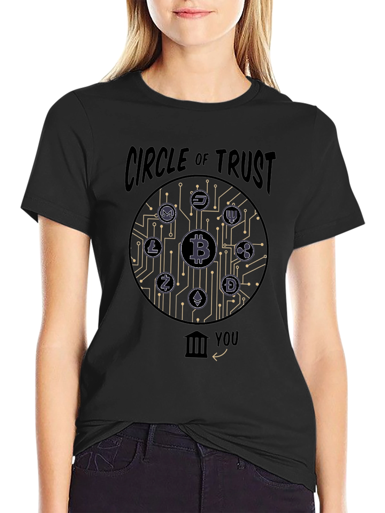 Camiseta Negra Círculo de Confianza Criptomonedas