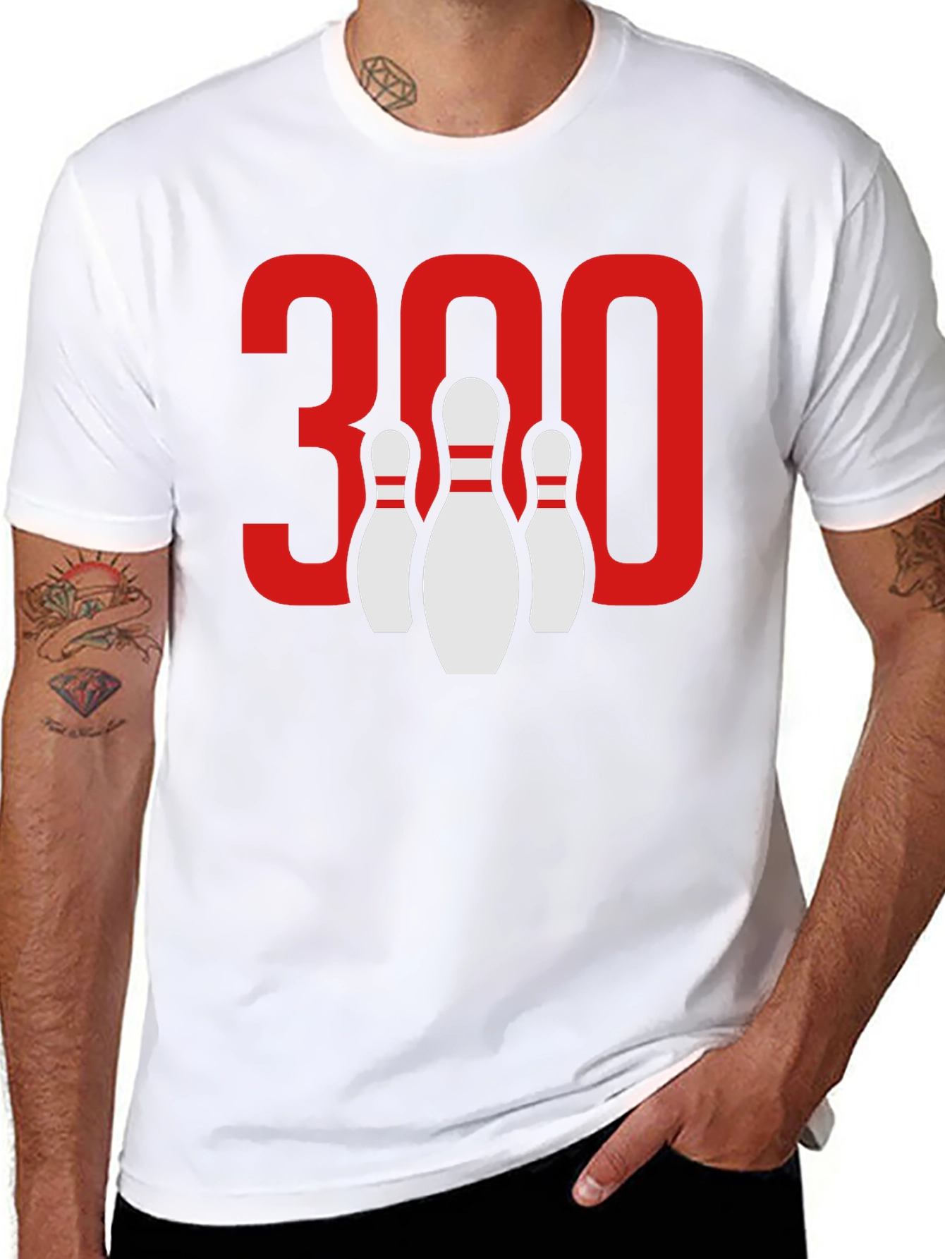 Camiseta Negra Bolos 300 Puntos