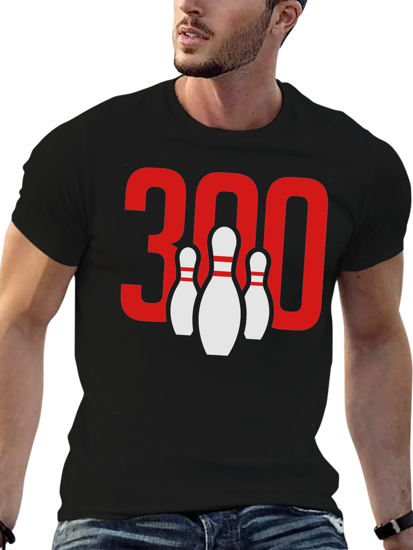 Camiseta Negra Bolos 300 Puntos