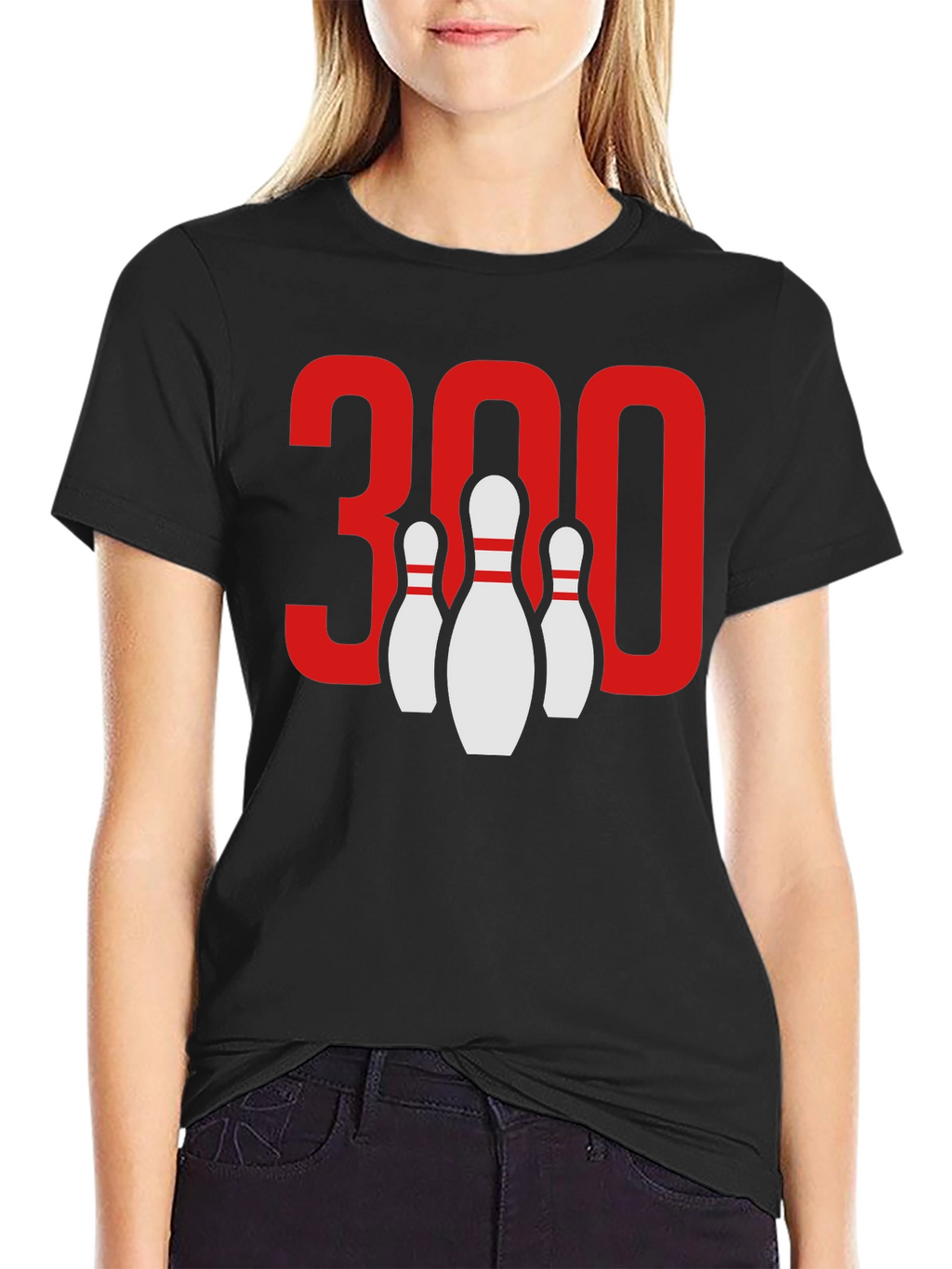 Camiseta Negra Bolos 300 Puntos