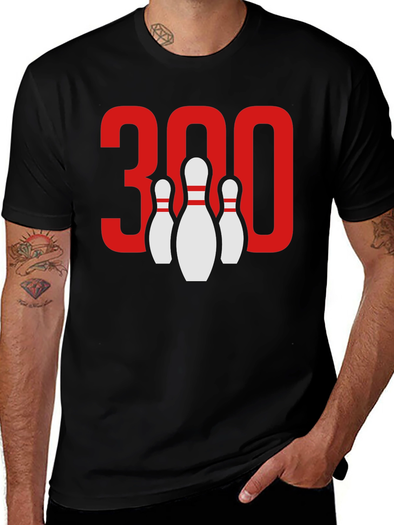 Camiseta Negra Bolos 300 Puntos