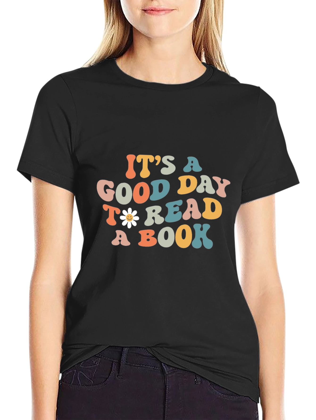 Camiseta Negra con Diseño de Lectura