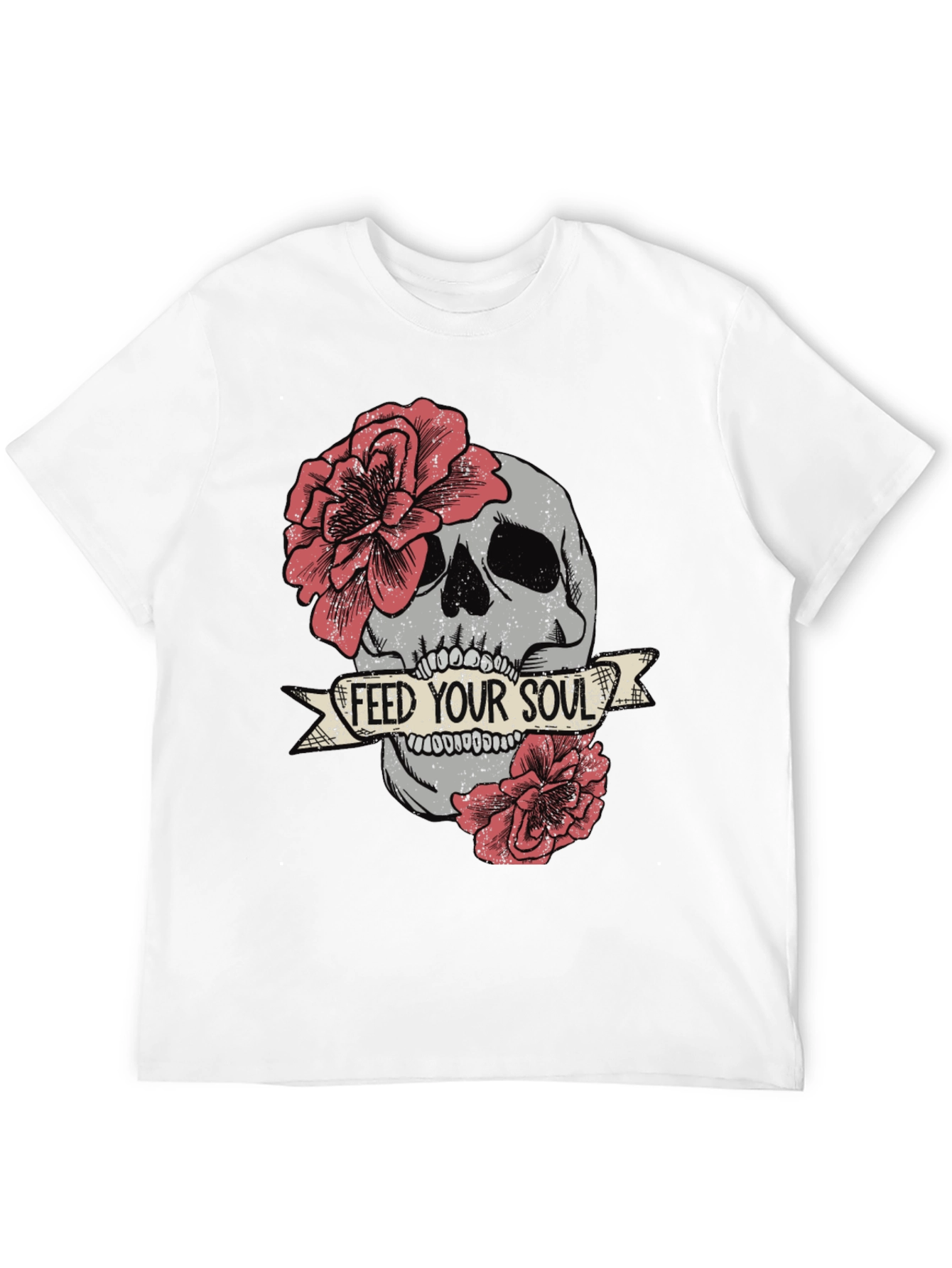 Camiseta Negra Calavera Floral Alimenta Tu Alma