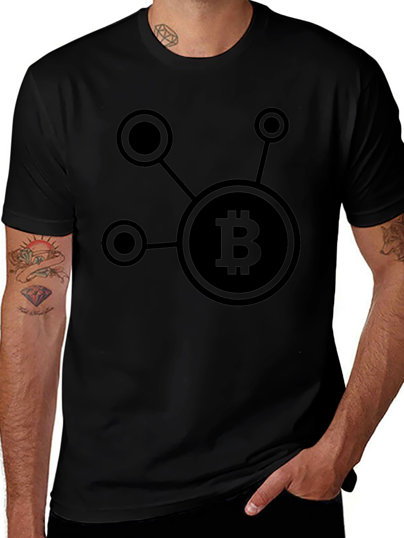 Camiseta Negra con Diseño de Bitcoin