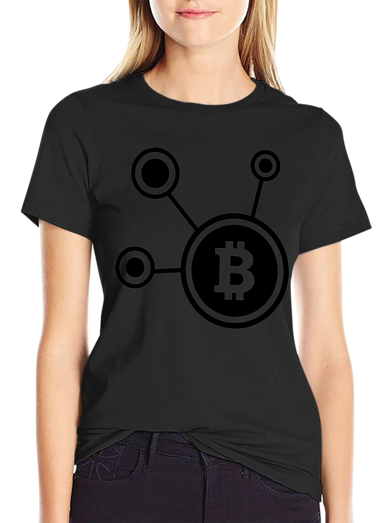 Camiseta Negra con Diseño de Bitcoin