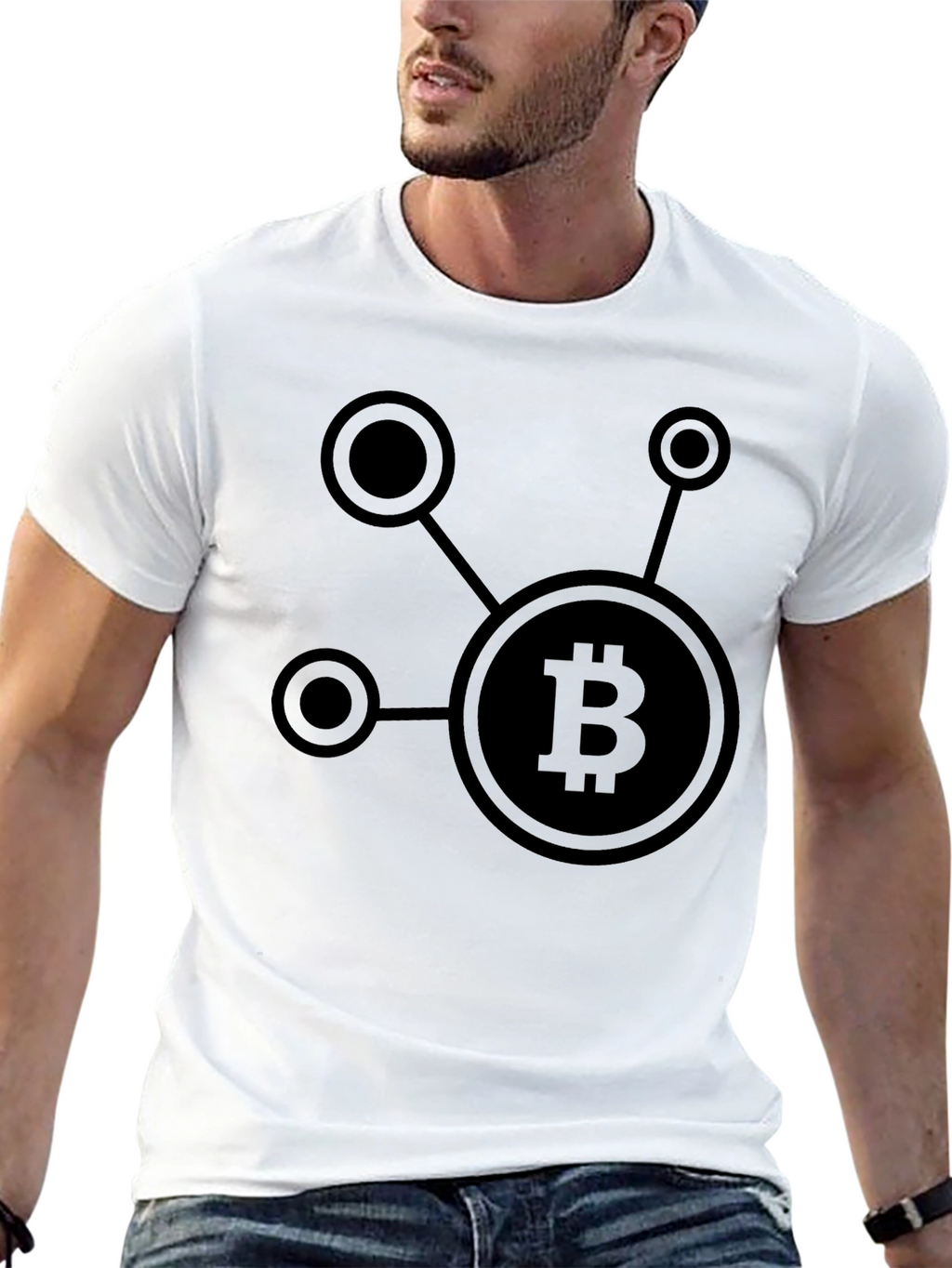 Camiseta Negra con Diseño de Bitcoin