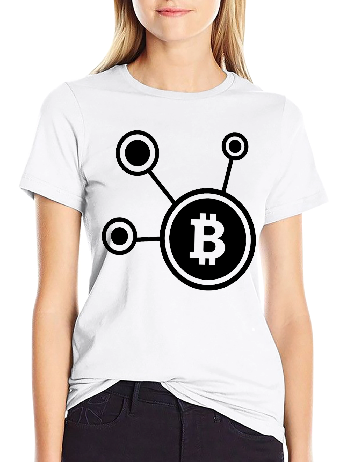 Camiseta Negra con Diseño de Bitcoin