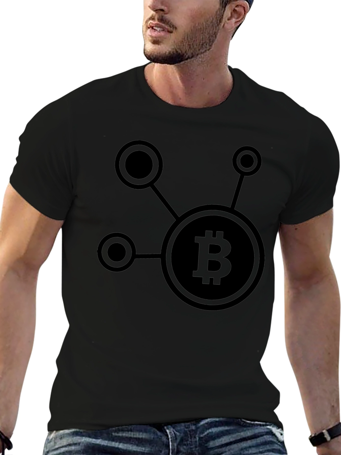 Camiseta Negra con Diseño de Bitcoin