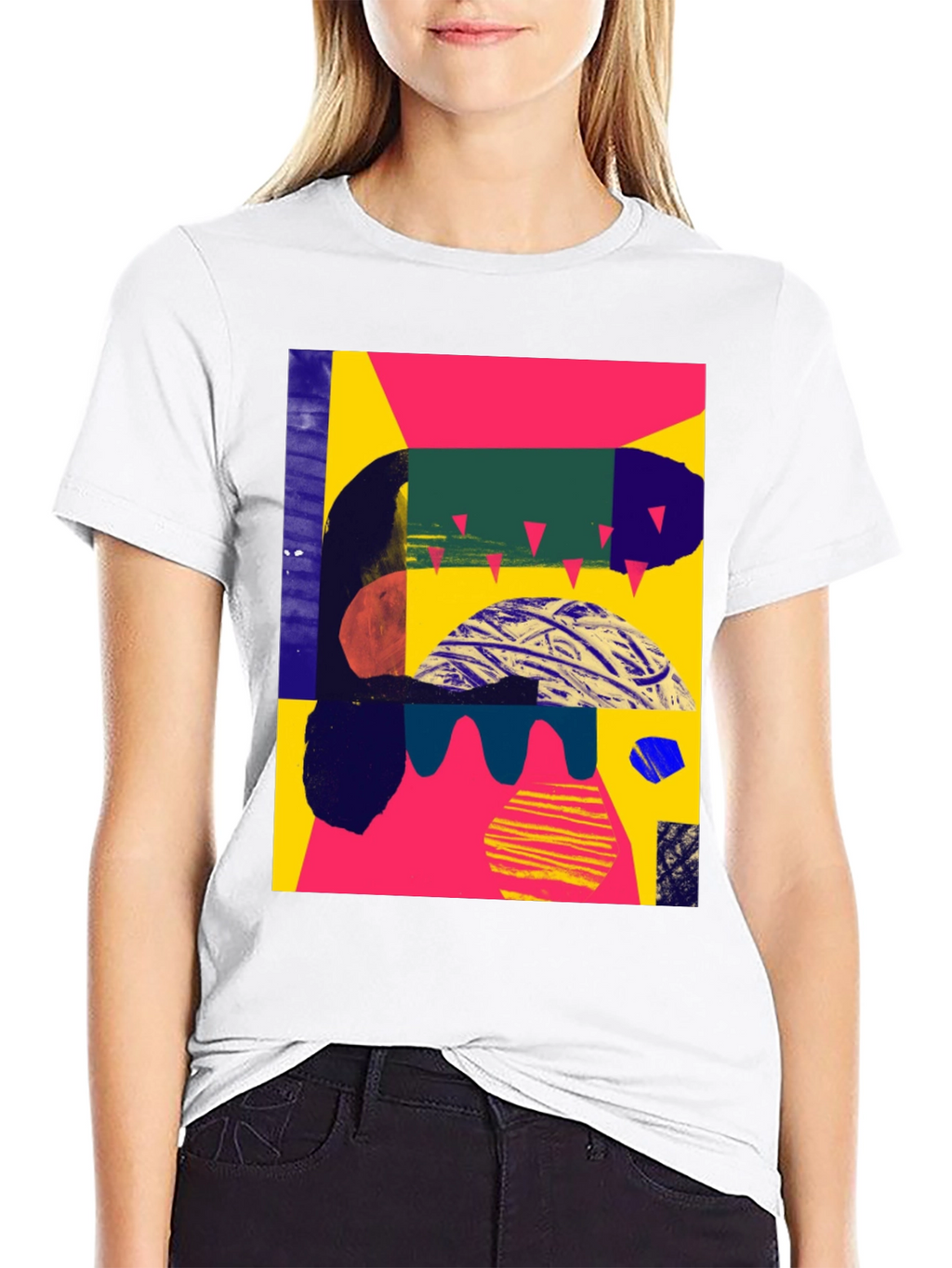 Camiseta Negra Abstracta Estampada