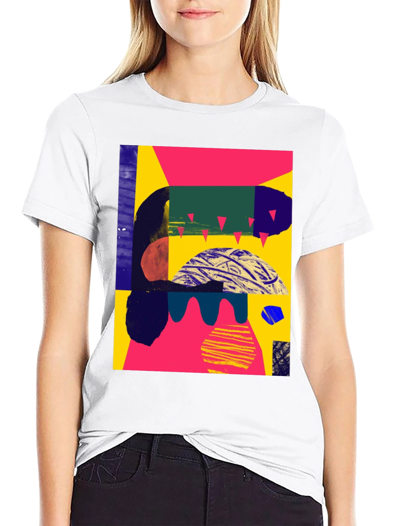 Camiseta Negra Abstracta Estampada