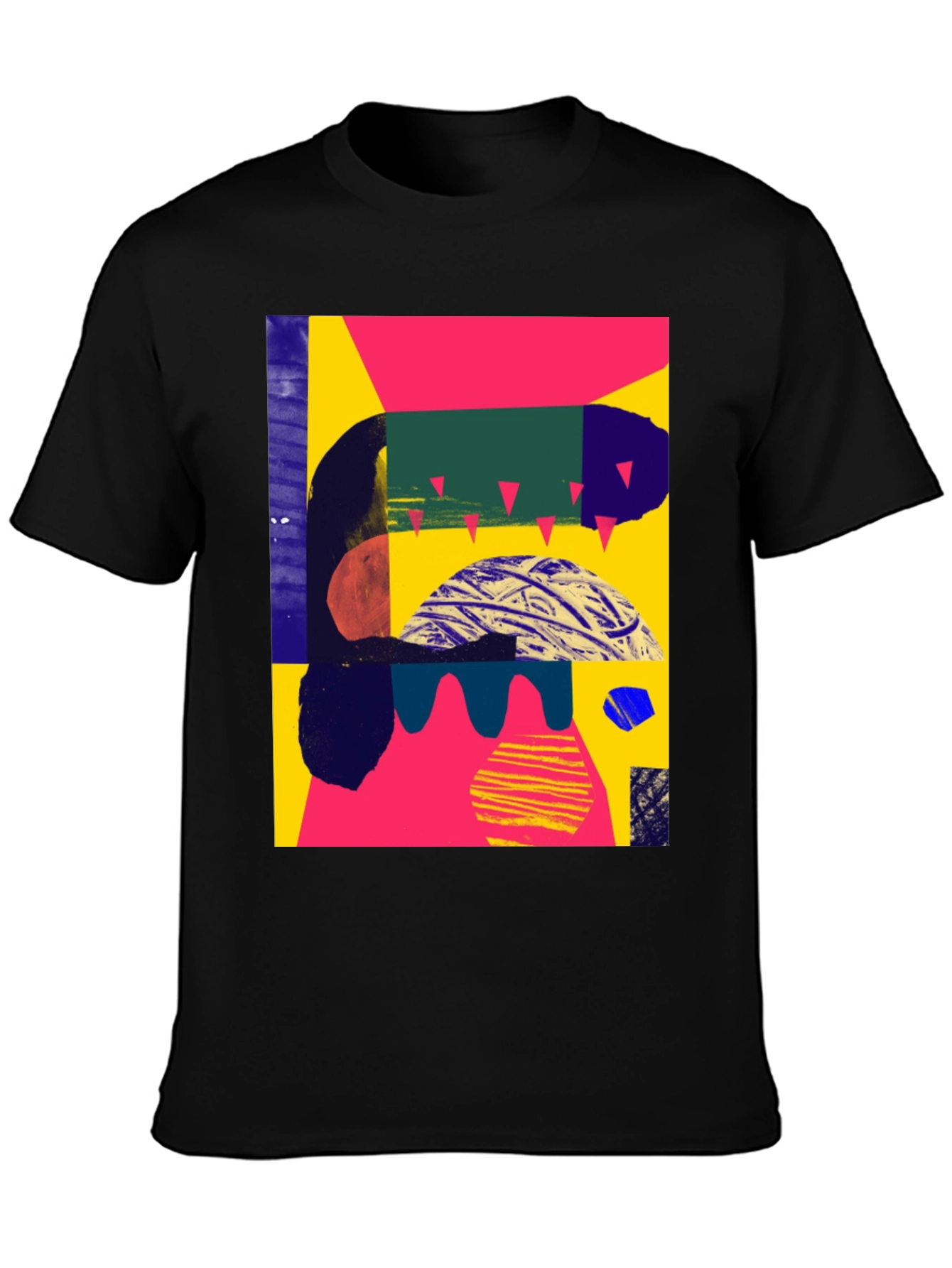 Camiseta Negra Abstracta Estampada