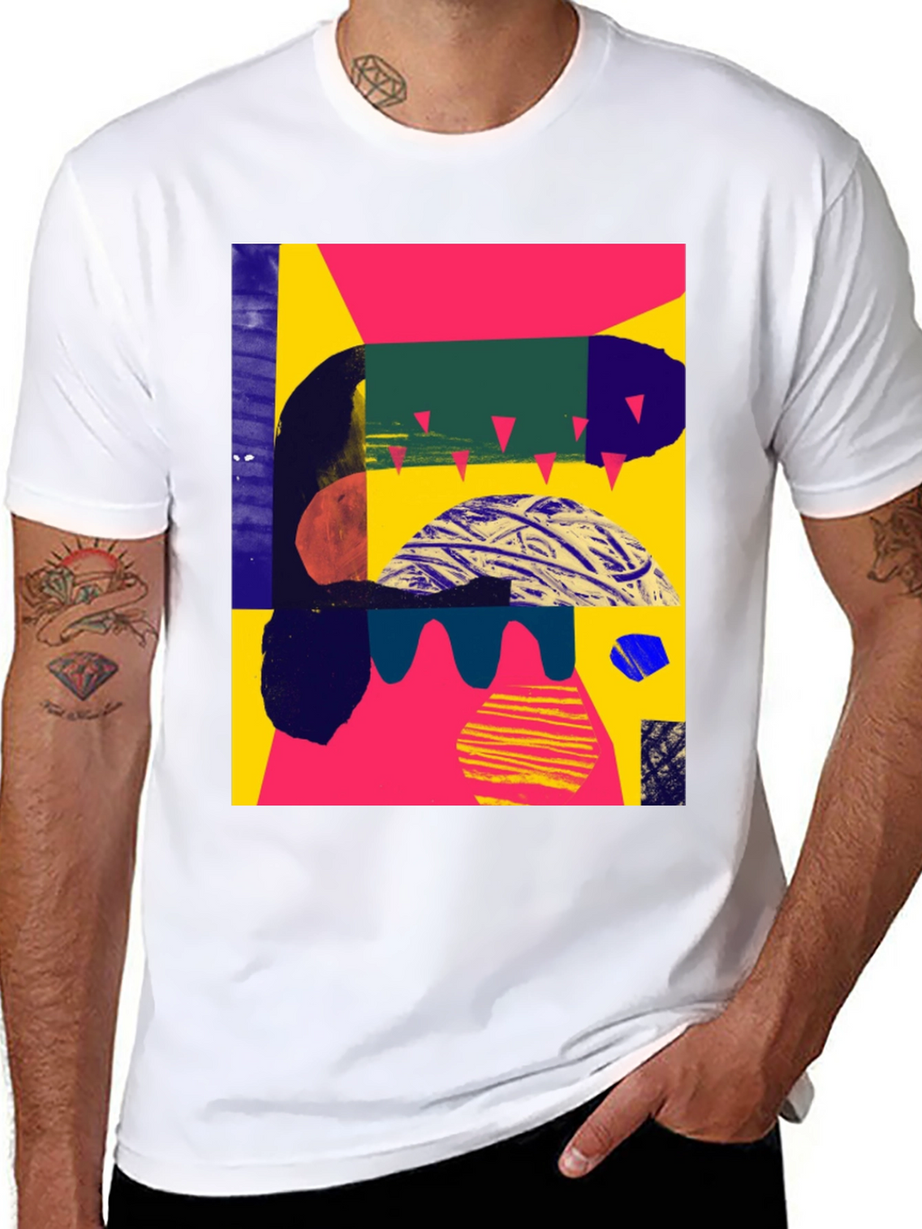Camiseta Negra Abstracta Estampada