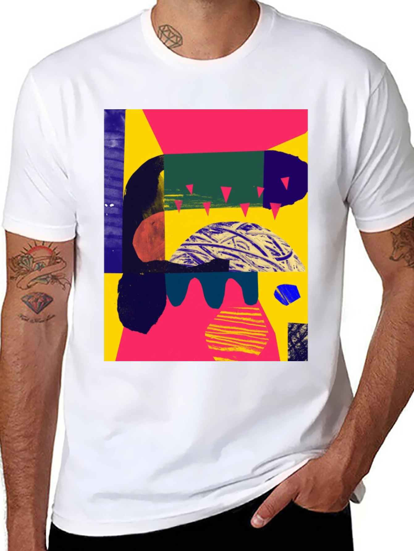 Camiseta Negra Abstracta Estampada